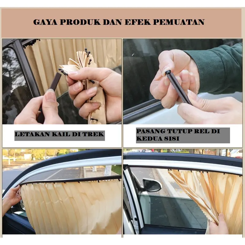 Tirai Jendela Mobil 4set (DEPAN DAN TENGAH) Gorden Mobil/tirai mobil Car 8