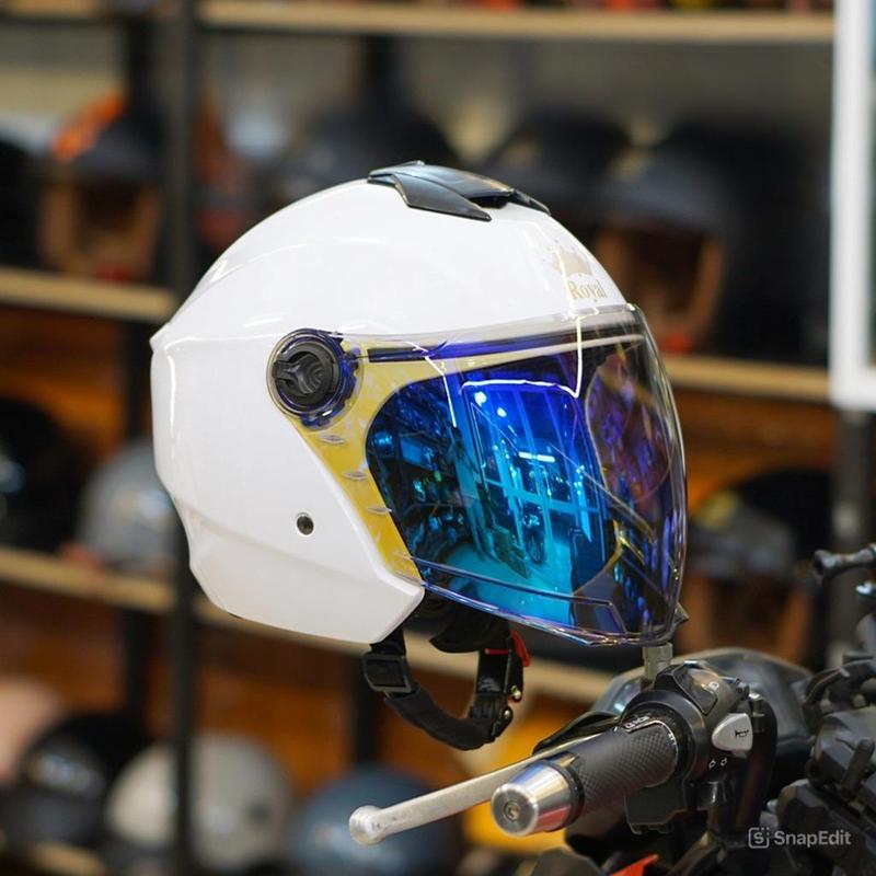 Nón Bảo Hiểm 3/4 Royal XH01 Trắng Bóng Kèm Tem KYT Kính Revo (Bản 2024) - Thương Hiệu ROYAL, Model Venom, Trọng Lượng 961g, Size M/L/XL