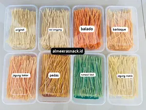 mie lidi kemasan box 500ml aneka rasa ready varian rasa pedas/original/keju balado/barbaque/sapi panggang/rumput laut/jagung bakar/jagung manis free packing kardus