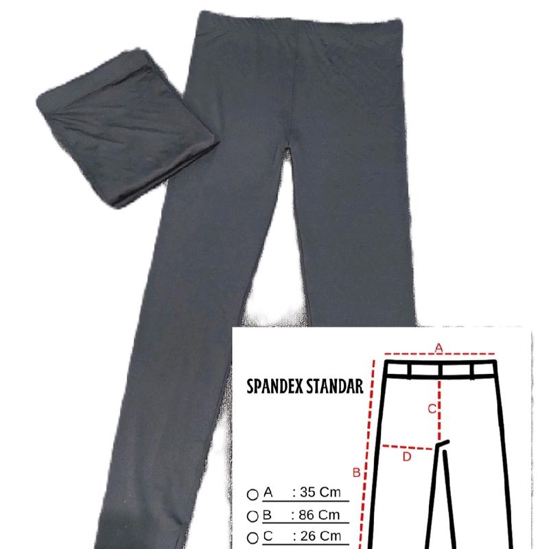 Celana Legging/Leging/Lejing Spandex/Spandek Std & Jumbo Wanita Panjang Hitam Dewasa Fit Nyaman Standar Tebal 1