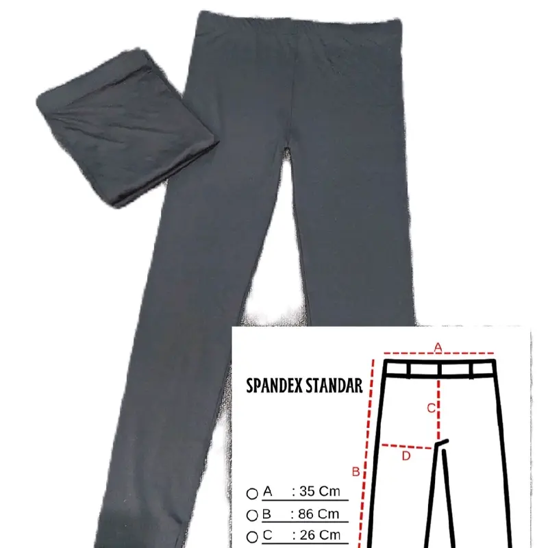 Celana Legging/Leging/Lejing Spandex/Spandek Std & Jumbo Wanita Panjang Hitam Dewasa Fit Nyaman Standar Tebal 1