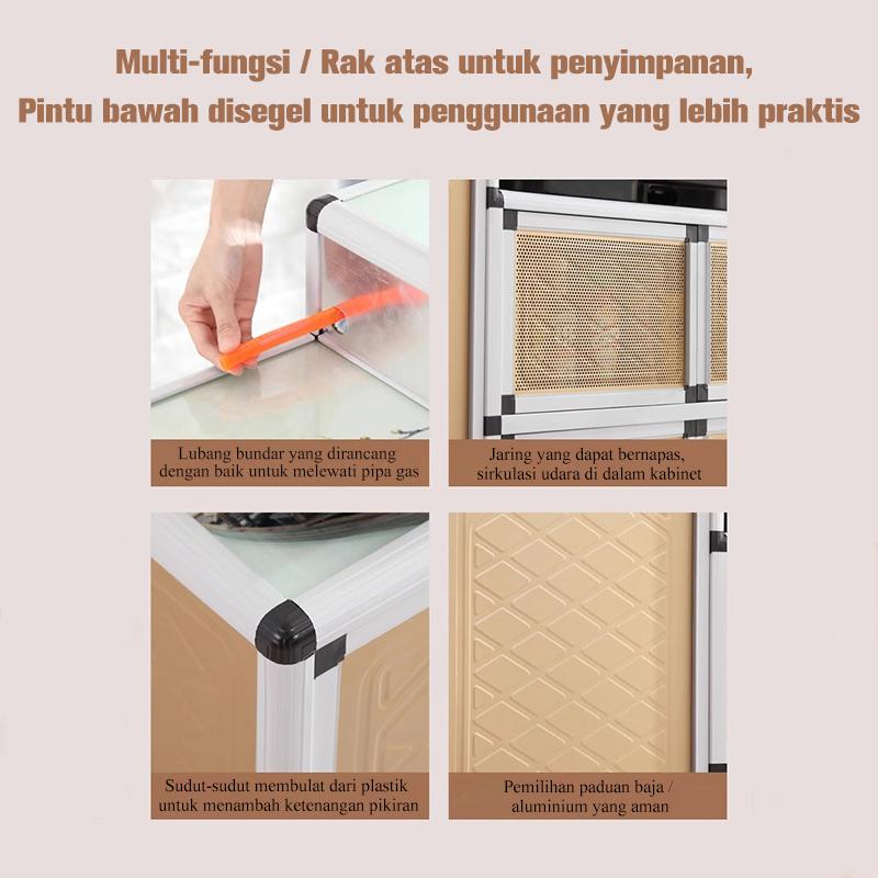 Rak kompor dapur kabinet kompor gas stainless steel rumah tangga paduan aluminium rumah tangga satu kabinet sederhana 6