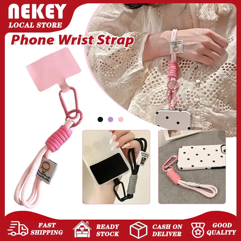 Phone Wrist Strap Portable Simple Colorful Anti Lost Universal Short Wrist Strap Phone Case Charm Hand Strap Key Chain High Elastic Cotton Braided Short Rope Multicolor Cellphone Charms Strap Smartphone Phone Accessories