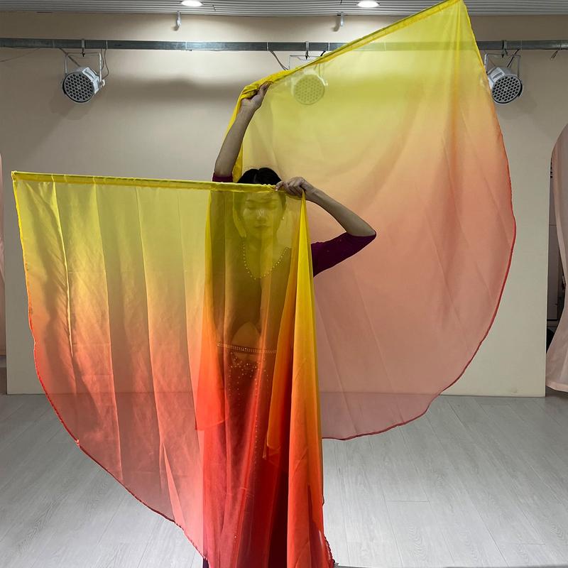 Product Introduction of 1 Pcs Worship Flags Womens Belly Dance Hand Scarf,Gradual Color Praise Flags,Adult Size 190 x 140 CM 15