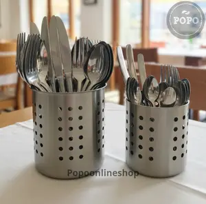 Tempat Sendok Garpu Pisau Gunting Stainless Steel Tabung Peniris