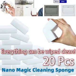 20PCS Nano Magic Cleaning Sponge Magic Eraser Sponges Strong Decontamination Descaling Melamine Foam Cleaning Pad for All Surface Bathroom Kitchen Floor Baseboard Wall Cleaner