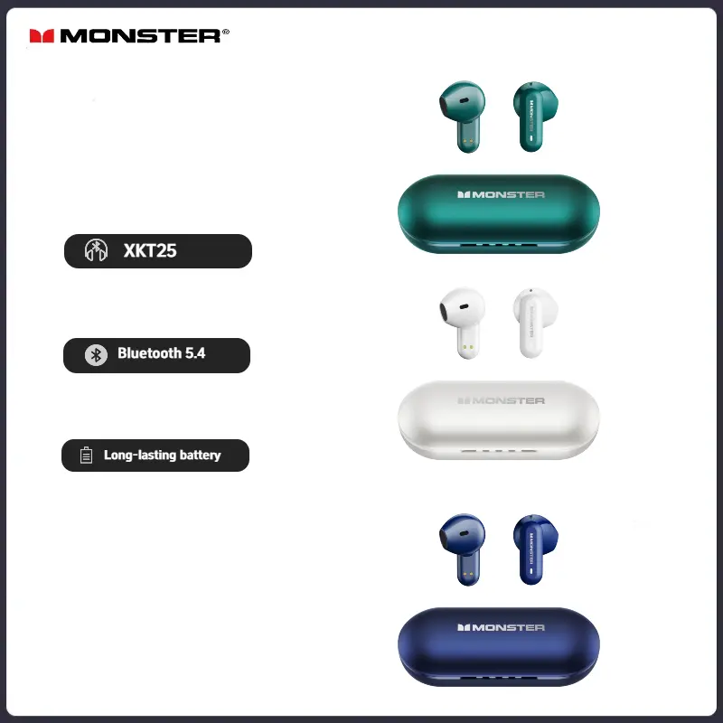 Monster XKT25 Bluetooth Headset True Wireless Sports Low Latency Game Mode Compact Mini Portable Fashion Audio