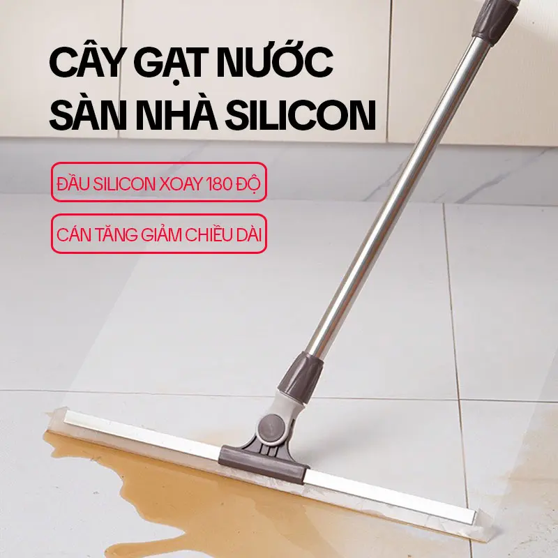 Cây Gạt Nước Sàn Nhà KITIMOP G50 – Chổi Gạt Silicon, Khớp Xoay 180°, Cán Dài Tùy Chỉnh