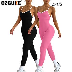 CZGUKE mono deportivo para mujer, mono de running, ropa deportiva para mujer, gimnasio, fitness y yoga, conjunto de dos pzas