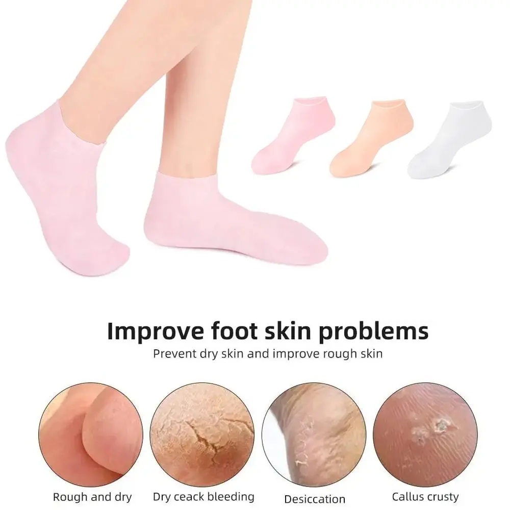 Vớ Chăm Sóc Bàn Chân Bằng Silicon, 1 Đôi, Vớ Dưỡng Ẩm Spa Chân, Chống Nứt Nẻ, Che Chân Làm Mềm Vết Chai Và Keratin Nữ