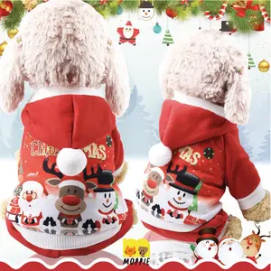 Moppie Baju Natal Anjing Jaket Merry Christmas untuk Kucing Anjing Kelinci Bahan Tebal dan Hangat Ukuran XS S M L XL 2XL