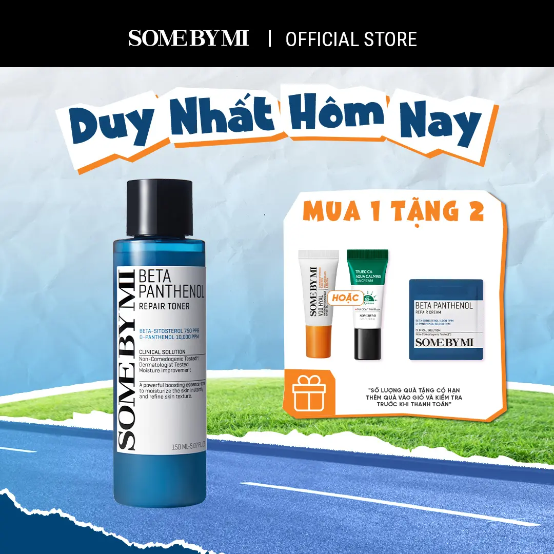 [Quà tặng 1 kcn aqua 5ml hoặc 1 kcn V10 5ml/g + 1 kem b5 1.5ml] Some By Mi Nước hoa hồng dưỡng ẩm phục hồi da Beta-Panthenol Repair Toner 150ml