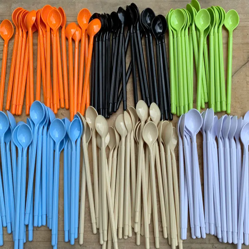 Thìa sinh tố, Muỗng Nhựa Cà Phê, Muỗng Dài 19cm Thìa nhựa Song Long Nhiều Màu Sắc