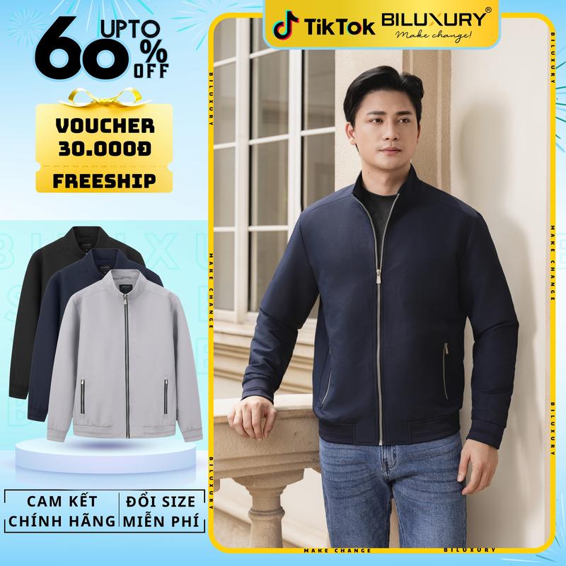   HÀNG MỚI  Áo Khoác Gió 2 Lớp Biluxuxy Cao Cấp 9AG2T513 Áo Jacket chất vải cao cấp chống nhăn nhàu bền màu thiết kế ôm vừa vặn tôn dán Đen Menswear aokhoac nam 