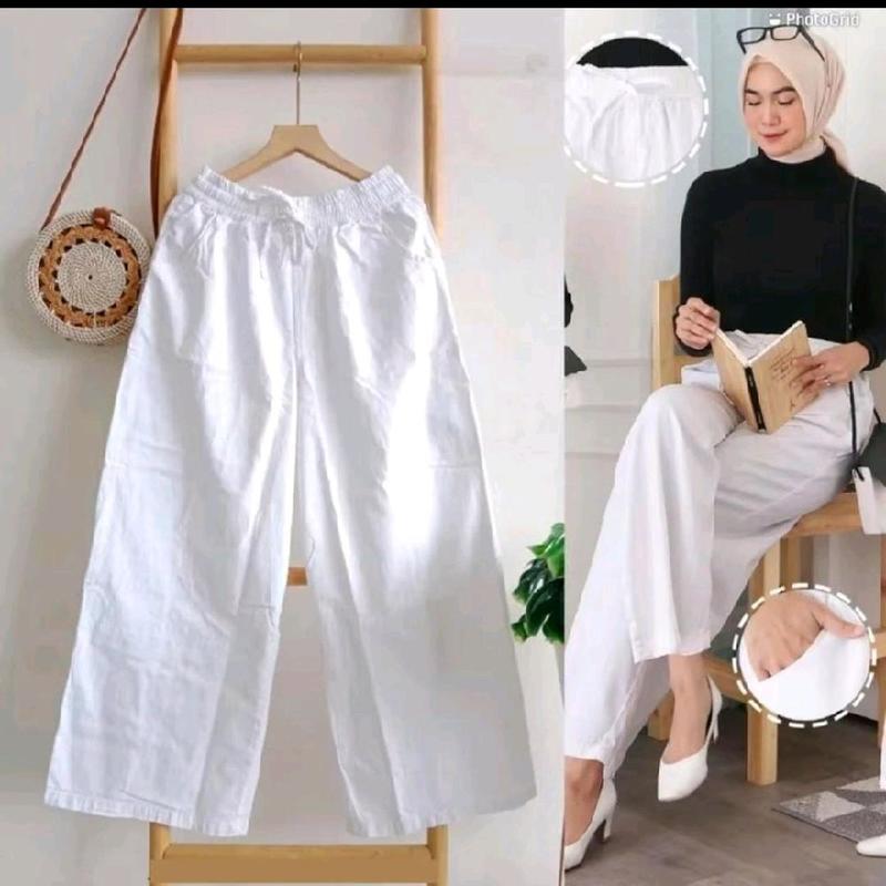 KULOT JEANS JUMBO [ M L XL XXL ] SNOW TALI SERUT | KULOT LIPAT JEANS PINGGANG FULL KARET | CELANA KULOT JEANS SNOW TALI SERUT  Celana Panjang Wanita Dewasa 7