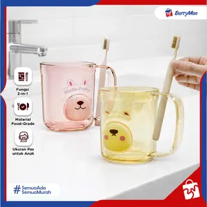GELAS CANGKIR KUMUR Anak Tempat Sikat Gigi 2 in 1 Karakter Lucu Cute Hello Bear Mouthwash Cup Plastik