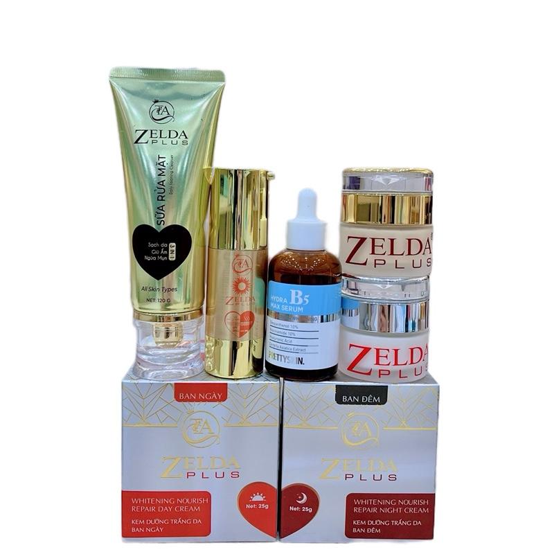  Combo kem nám dưỡng sáng cho da mỏng yếu Zelda Plus Lớn kem ngày+đêm serum B5 phục hồi da kem chống nắng sữa rửa mặt  Skincare  Massage 