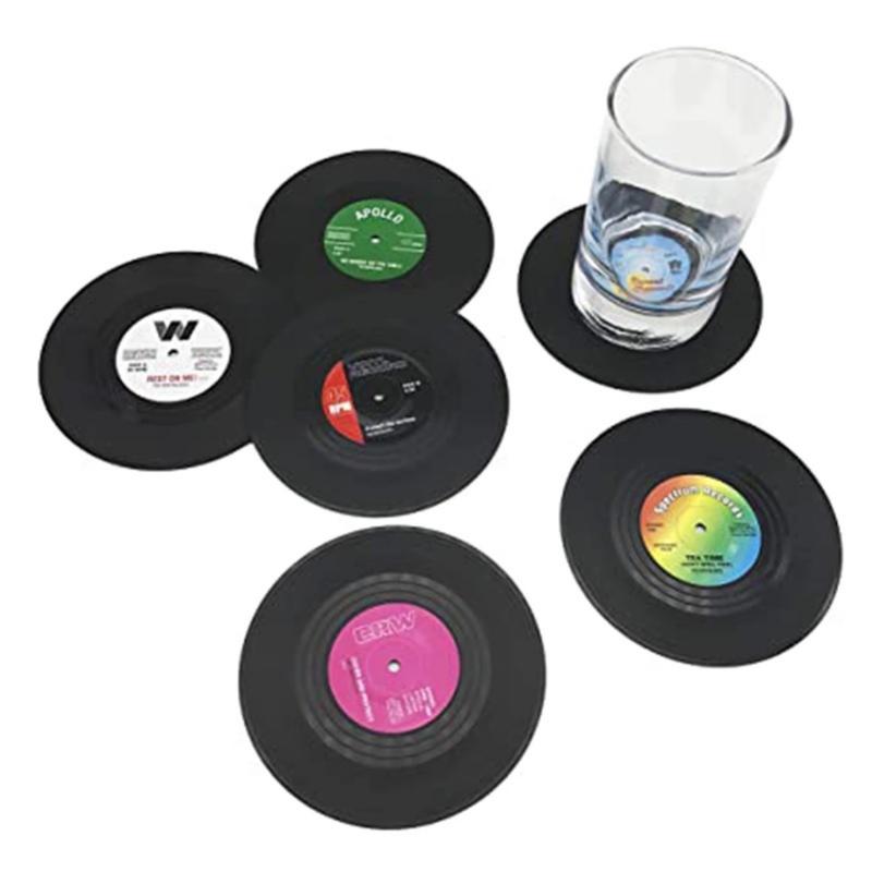 Đế Lót Ly Trà Ghi Âm Chống Trượt, Retro Vinyl CD Cách Nhiệt Placemat / Cốc Lót Ly Thích Hợp Cho Gia Đình, Nhà Hàng Và Quán Bar / Placemat Chịu Nhiệt Để Trang Trí Bàn 8
