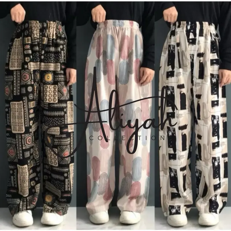 Isi 3 Celana Wanita Kulot Kekinian / Celana Kulot Hommy Rayon Premium Motif alexa pants