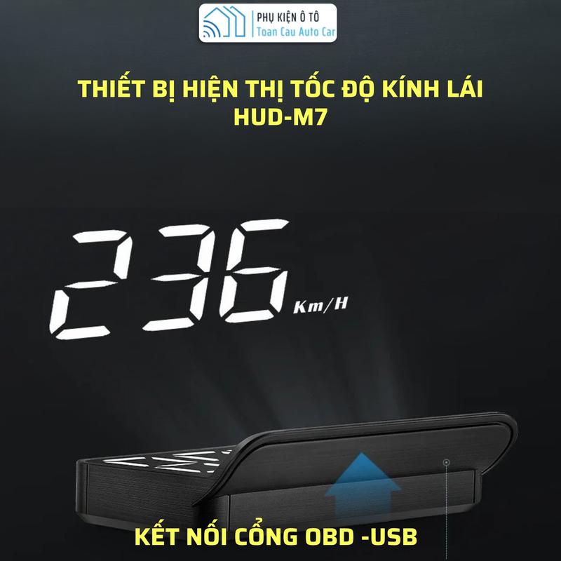 Dùng Cổng OBD-USB Bộ Hiện Thị Tốc Độ HUD M7 Hiển Thị Tốc Độ Lên Kính Lái Xe Ôtô Hiển Thị Cảnh Báo Kết Nối OBD2 và USB