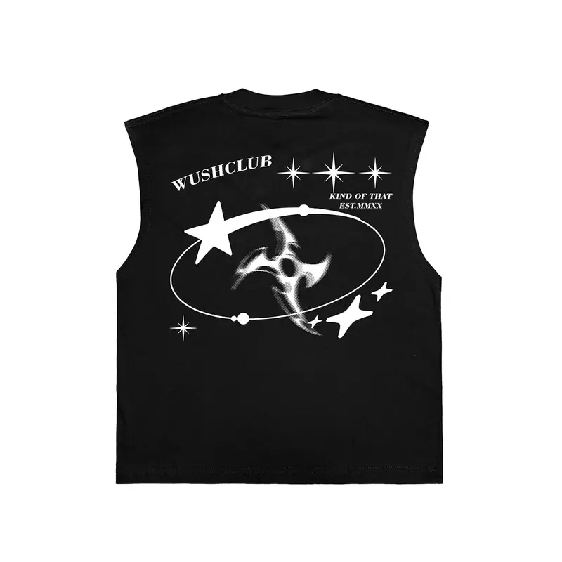 WUSH CLUB LEKBONG TANKTOP SLEEVELESS BOXY OVERSIZE DISTRO PRIA WANITA COTTON COMBAD 24S KIND HITAM 0