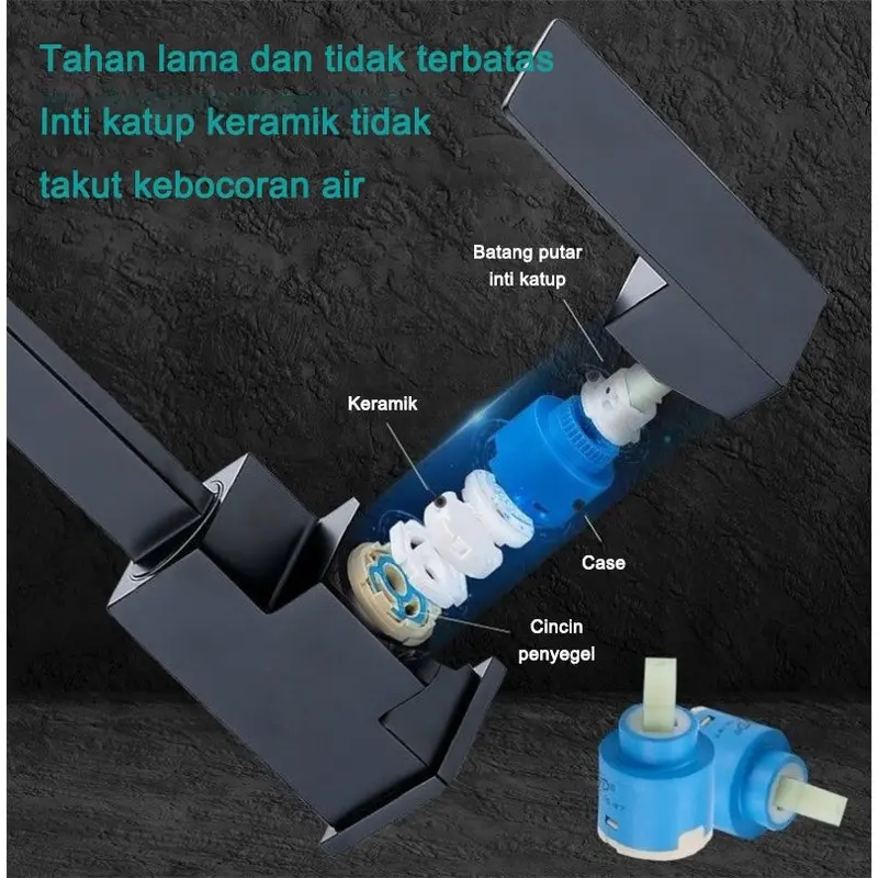 Kran Tembok Air Bak Mandi/Hitam Kran Angsa/Keran Wastafel Dapur/Kran Shower Kran Tembok Panjang 3