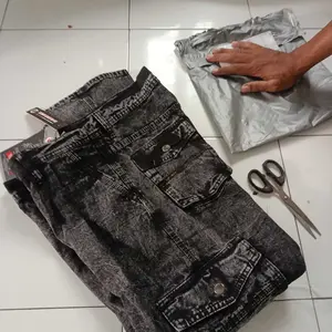 Celana Cargo Panjang Jeans Pria Tebal & Halus Dewasa Casual Nyaman Semi Fit Bahan Semi Jeans Kimpol Tebal Ideal Semua Musim