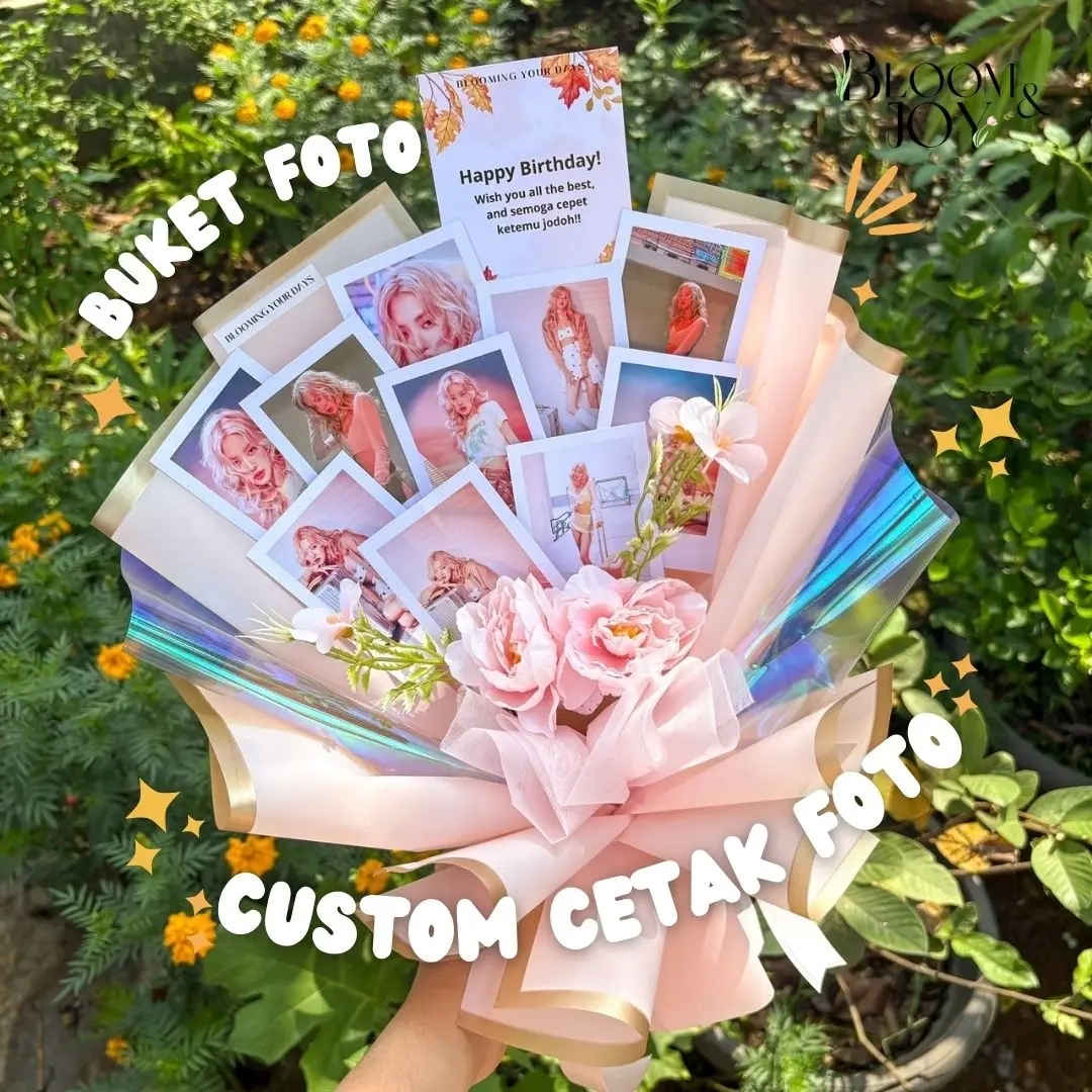 (BUKET FOTO PREMIUM) Buket Cutting Foto || Buket Foto || Buket Idol || Buket Foto Polaroid || Buket Custom Foto Buket Foto Cutting Isi 10 Foto Custom Bebas Wisuda