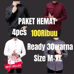 PAKET HEMAT 4PCS CUMA 100RIBU Kemeja pria lengan panjang  formal kasual slim fit size M L XL