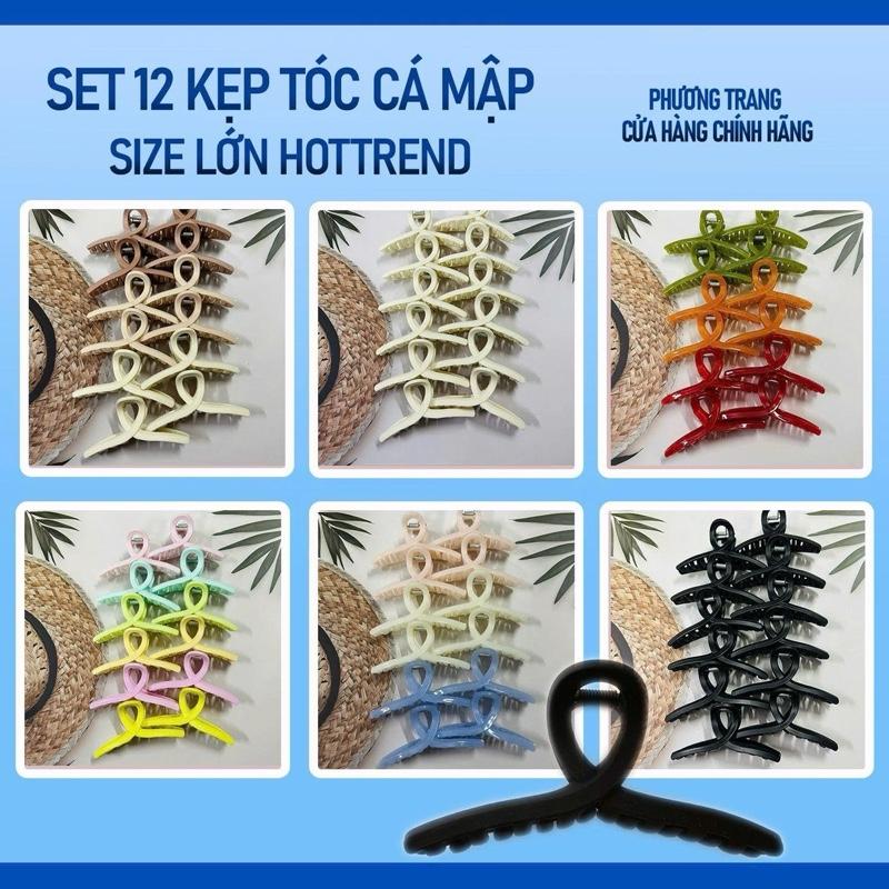 SET 12 KẸP Tóc Nhựa HÀM CÁ MẬP Cỡ Lớn - Kẹp Tóc Chéo Thời Trang Hàn Quốc Kiểu Dáng Thanh Lịch