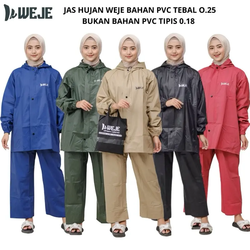 Jas Hujan Pria Wanita Setelan WEJE COD Pvc Raincoat