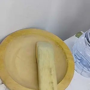 cobek kayu satu set ulekan