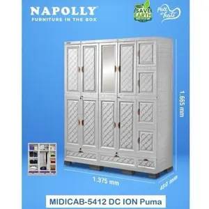Napolly Lemari Napolly 5 Pintu Susun Model MIDICAB-5412 DC ION Puma dengan Ukuran 1375 mm x 480 mm x 1665 mm