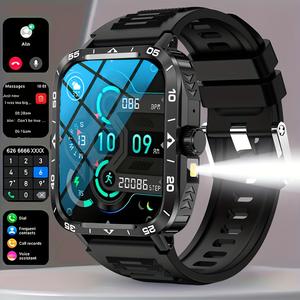 Reloj Inteligente Linterna LED Compatible con Android iPhone 100 Modos Deportivos Reloj Personalizado Cara Contador de Calorías Paso Cuenta Distancia Medida Impermeable Carga USB