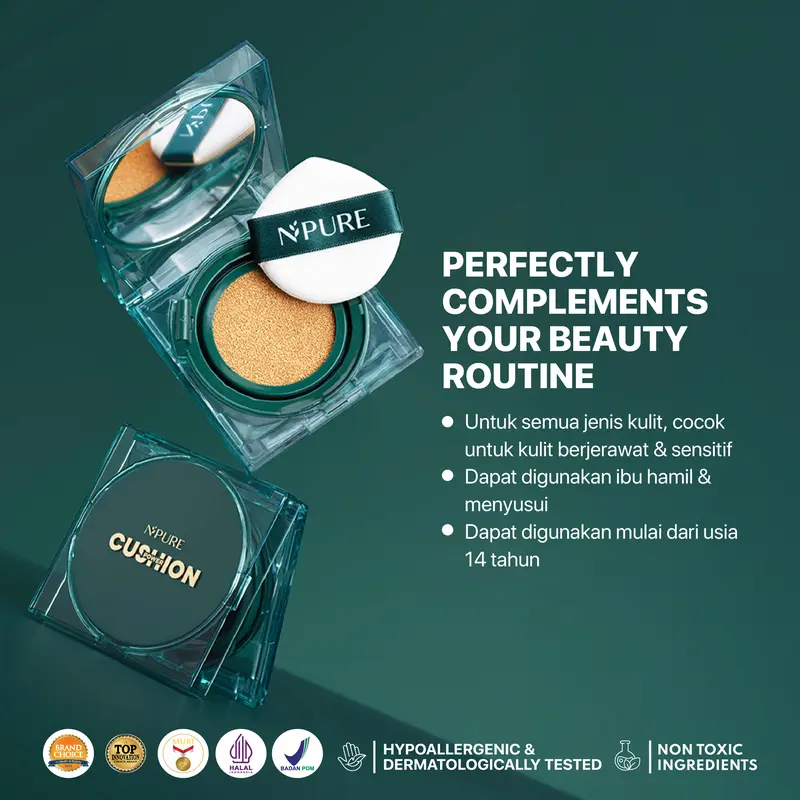 【Cushion】NPURE Centella Asiatica Flawless Matte Power Cushion / Cushion Kulit Jerawat / Skincare Infused /  Hypoallergenic / Dermatologically / Non-Acnegenic / Foundation Wajah / Concealer Berjerawat / Long Lasting 2