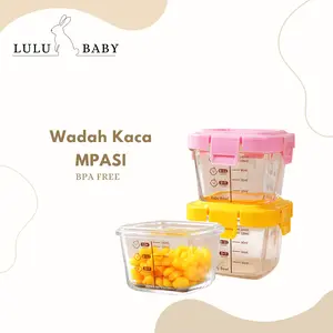 LULU BABY Wadah MPASI Kaca 3 in 1 Kotak Makan Bayi BPA Free dengan Tutup Aman dan Tahan Lama
