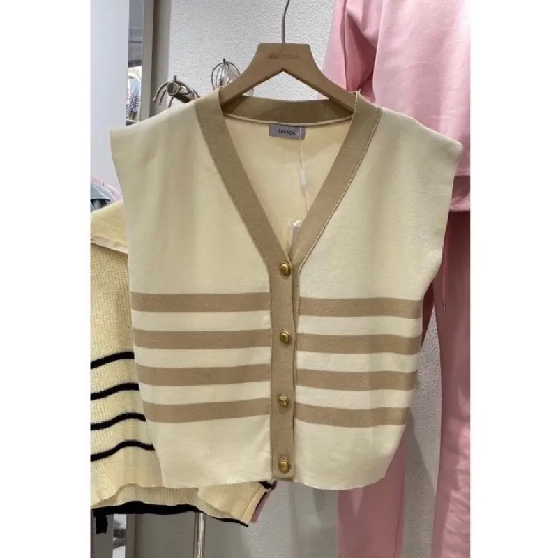 Vest Rompi Rajut Import Premium Full Kancing - Knitwear Tanpa Lengan Casual Model Wanita Terbaru Outer Atasan Motif Top 4