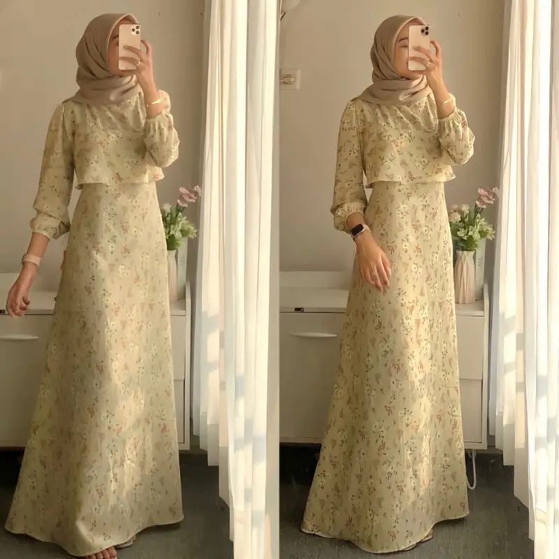 Vallerie Dress Vintage Korean Look (Busui Friendly) By Wafacloth.id Resleting dibalik ruffle, Tali kanan & kiri 0