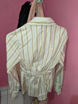 Product Review of Wispie Girl Boss Fitted Shirt | Kemeja kerja wanita fit garis stripe karet Lembut pink hijau biru from م** 0