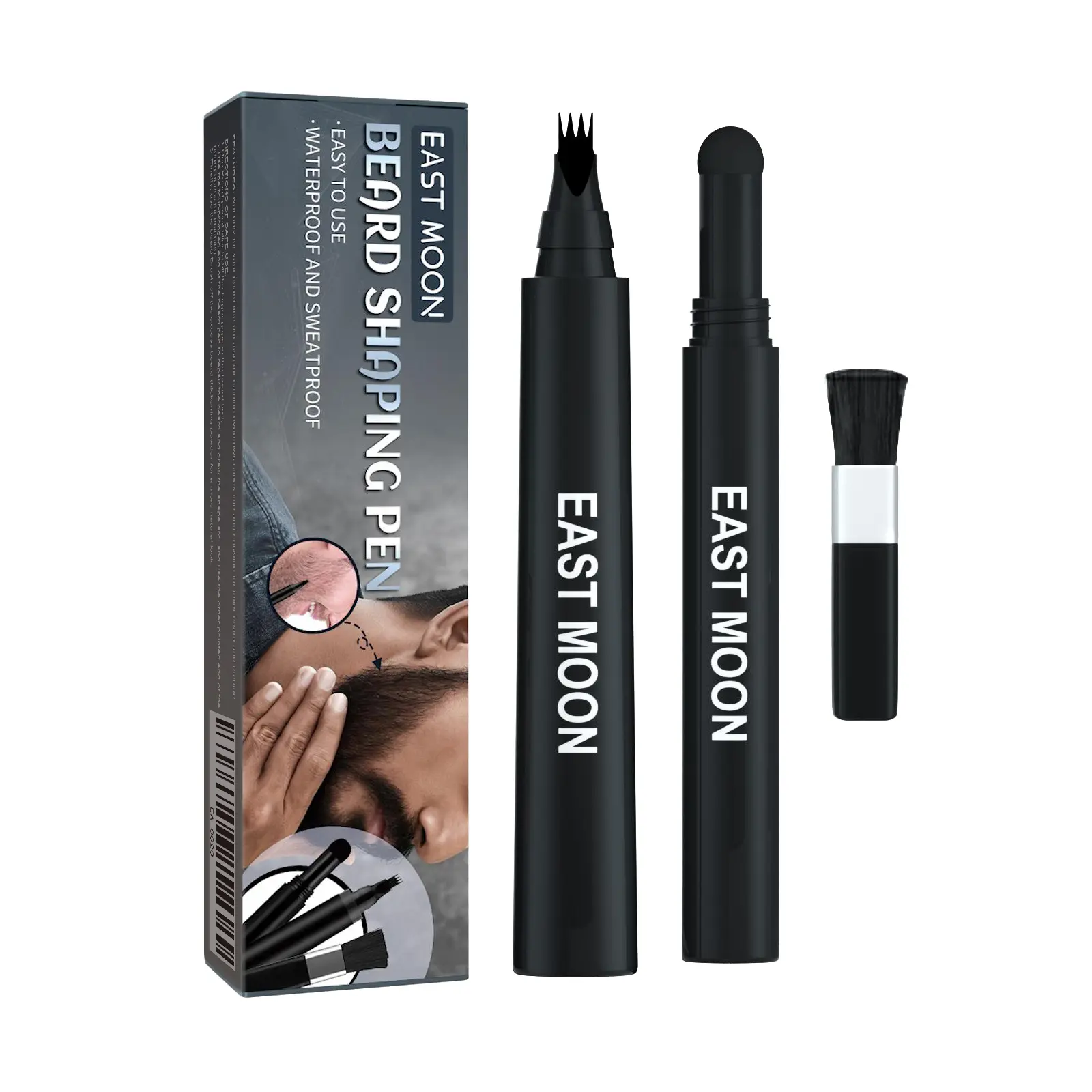 Set Pena Pengisi Jenggot 3-in-1 East Moon – Aplikator Kuas & Pengisi untuk Perawatan dan Pembentukan Jenggot Pria