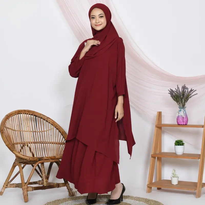 ARM Duha Series Gamis 3 Set Plus Rok Set Hijab Syari Busui Freandly Di Jamin Ori 2