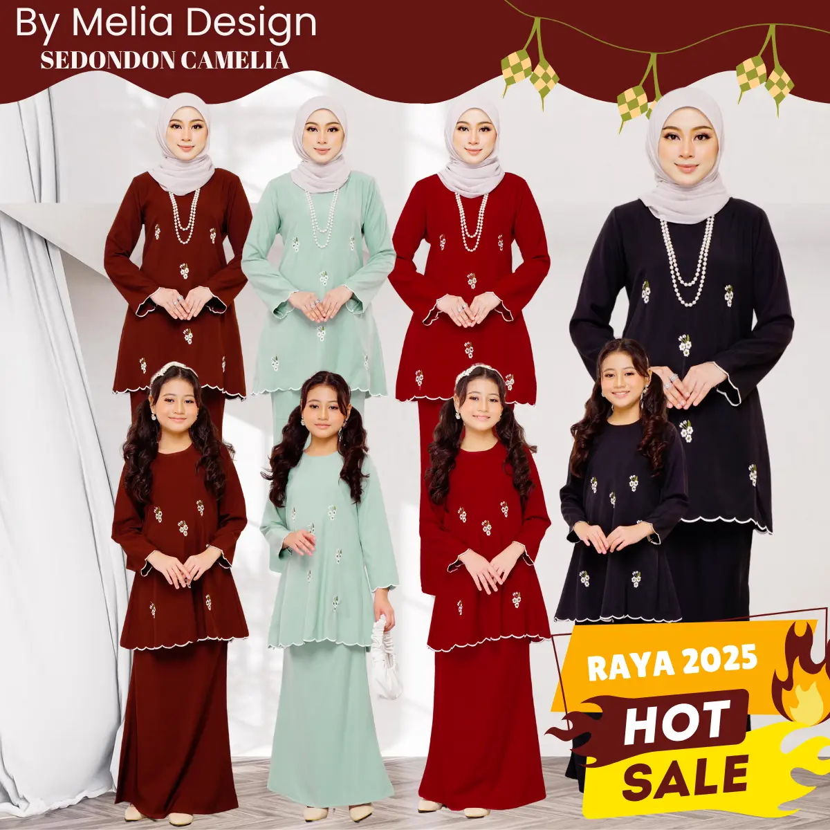 KURUNG MODEN CAMELIA BY MELIA DESIGN SULAM BIKU PLAIN COTTON SILK PREMIUM MURAH PLUS SIZE