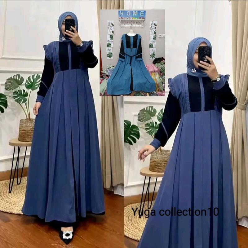 2025 Difarina dress gamis crinkle double layer/gamis dewasa jumbo busui/gamis crinkle kombinasi buka pintu/gamis lebaran model terbaru Wanita Pesta muslimah rekomendasi baju melayu swaroxy vina dres marun 3