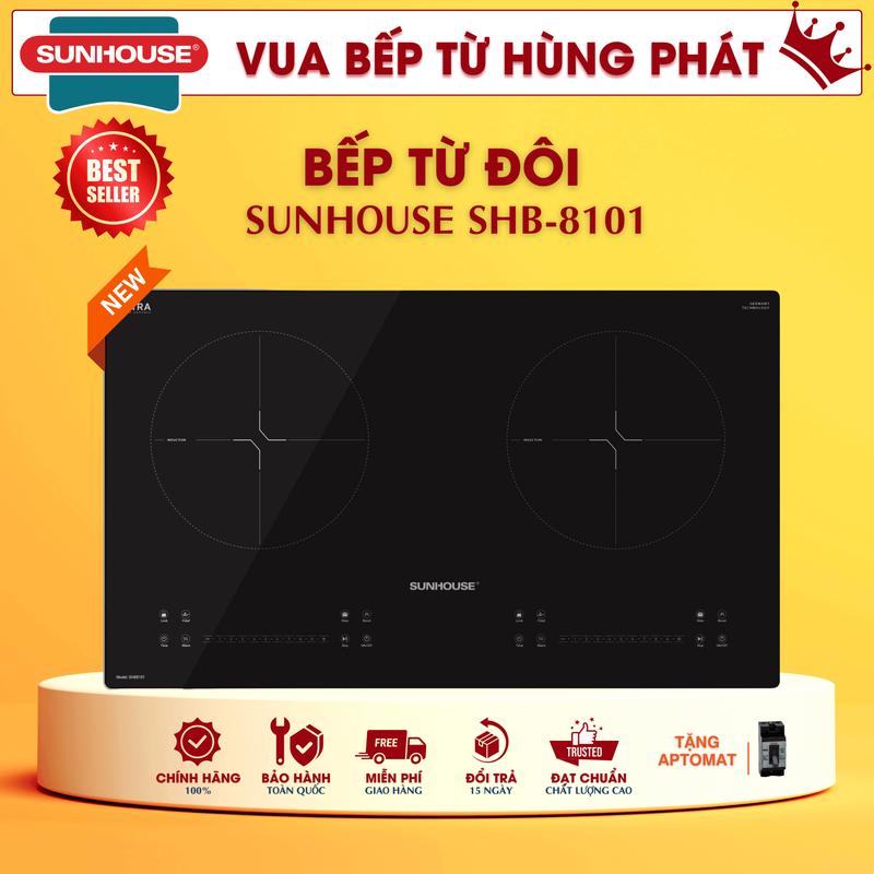 Bếp Từ Đôi SUNHOUSE SHB-8101-2025 (Bản nâng cấp SHB-8100), Nâu Nhanh Và Tiết Kiệm Điện