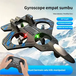 QQBABY Pesawat Remote Control Terbang 2.4Ghz Pesawat Tempur Led Glider RC Airplane Bahan ABS Yang Ditingkatkan