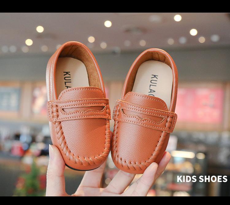 Product Introduction of Children Boys Leather Shoes 2024 Spring and Autumn Simple Slip-on Round-toe School Shoes Loafers Flats Moccasins Classic Formal 22