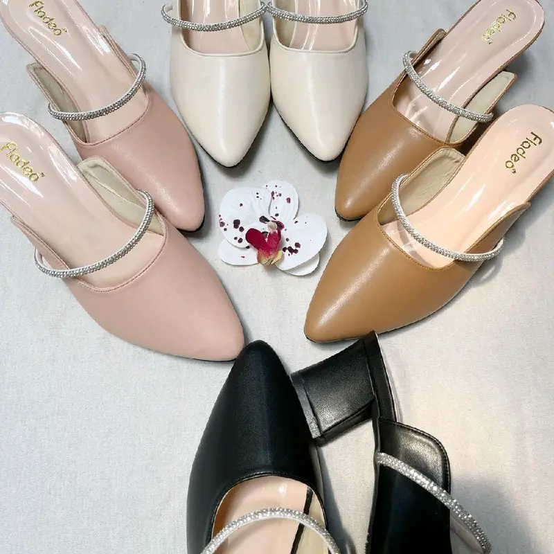 Fladeo Sandal Heels 5cm U Permata Cantik Mempesona Cocok untuk Pesta Kondangan Arisan Jalan Jalan nge Mall Alas Kaki Shoes Wanita sepatu pantofel 4