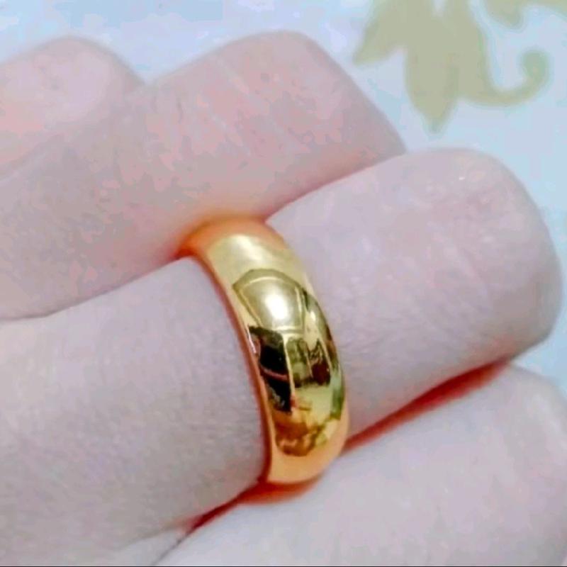 Cincin Murah Titanium Wanita Anti Karat Model Polos Perhiasan Lapis Emas 24k Terbaru Rings 2