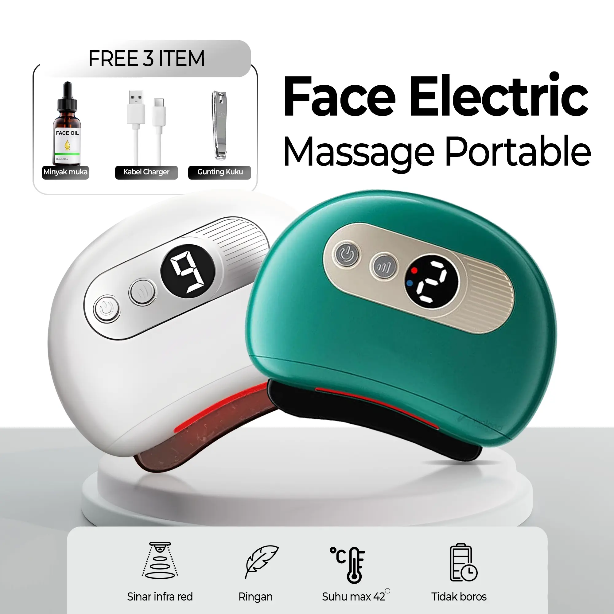 107 Home Gua Sha Alat Pijat Wajah Elektrik LED FM01 Portable Mini Face Massage Electric