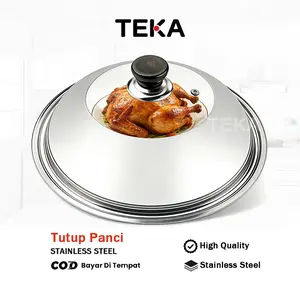 TEKA Tutup Panci Goreng Stainless Steel 304 Tutup Panci Kaca Tutup Panci Stainless Steel Tebal  Tutup Panci Masak Lambat Wok Tutup Pengganti Untuk Memasak 36CM-40CM